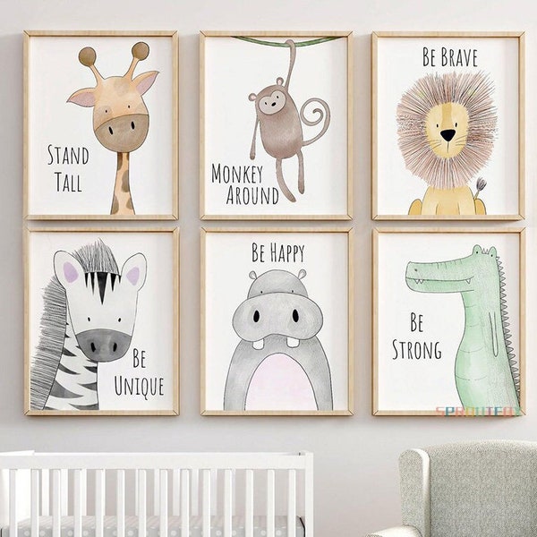 Babys Room Picture Kids Room Decor Canvas Cute Cartoon Animal Dinosaur Poster Decorative Picture Children's Room Canvas Painting Wall Art