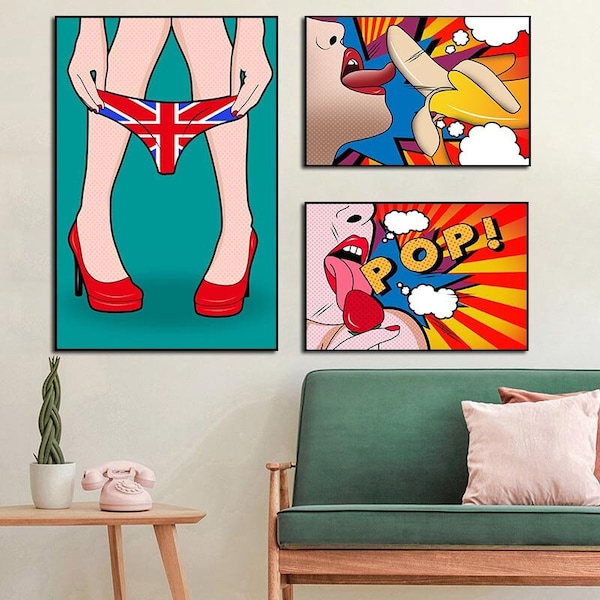 Hot Sexy Girls Canvas Painting Abstract Wall Posters and Prints Comics Pop Art Decor Hanging Pictures for Modern Living Room
