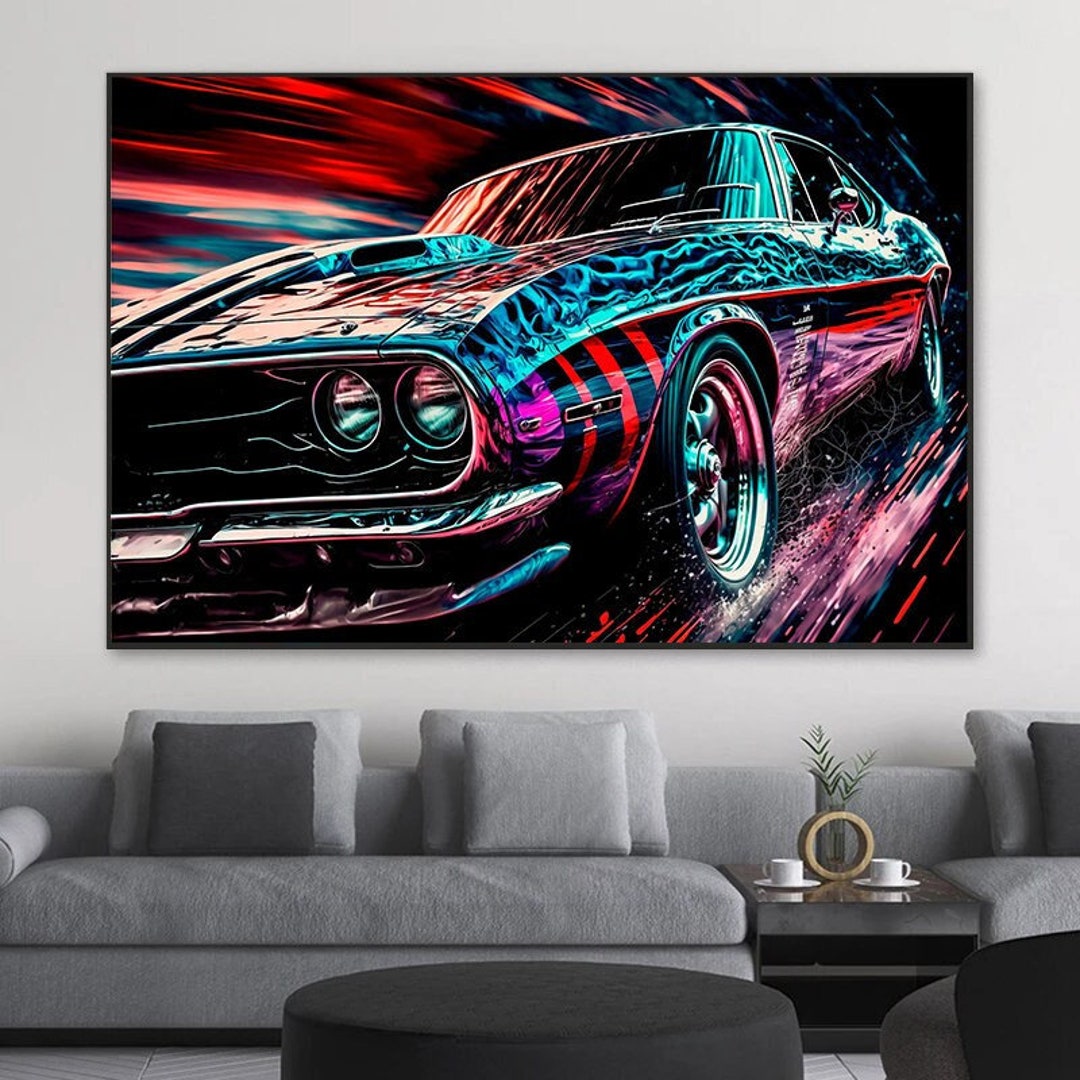 Fall Home Luxury Racing Graffiti Painting Pop Supercar Poster Canvas