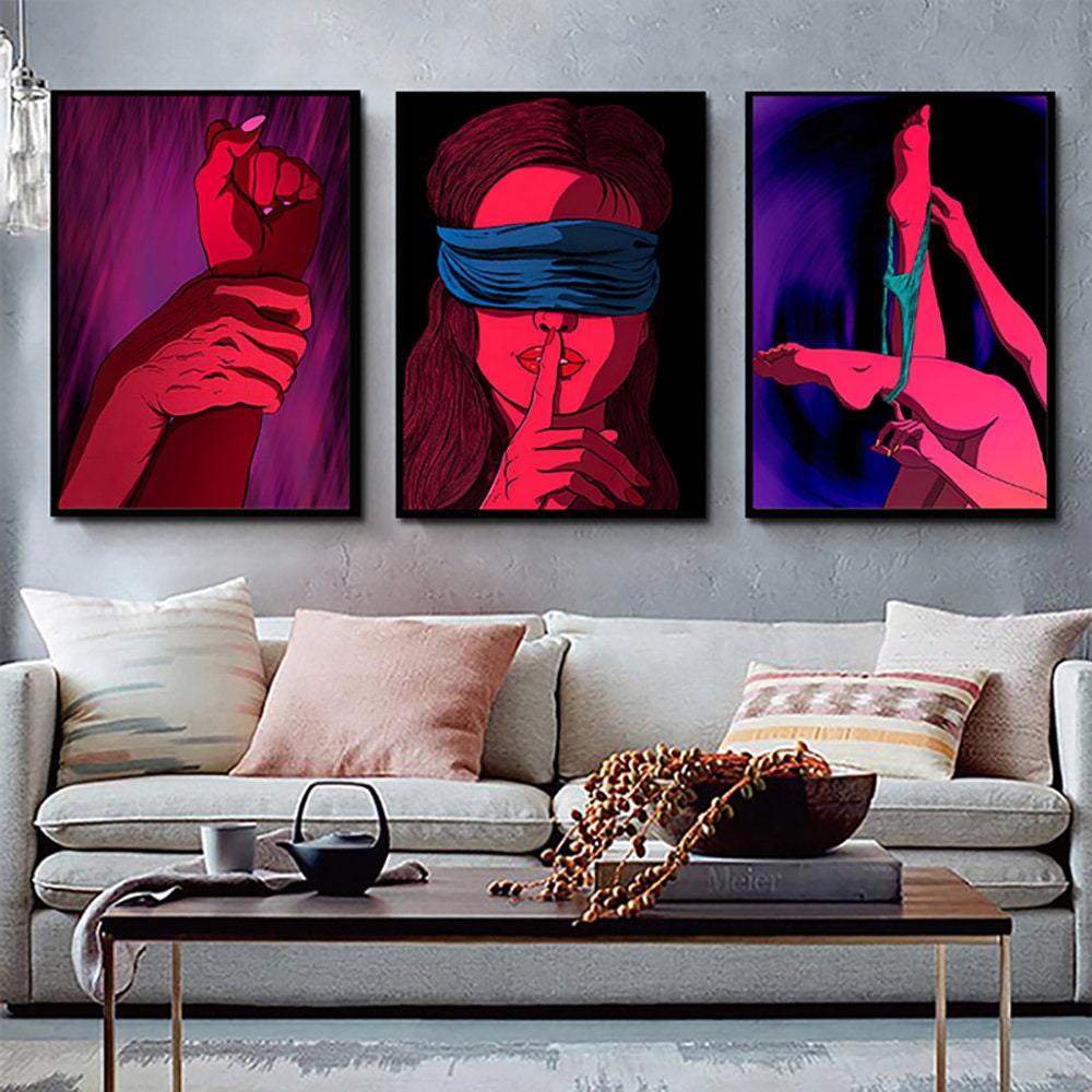 Sexy Poster Nude Lovers Canvas Paintings Abstract Body Sex Robet Posters and Prints Bondage Wall Art Picture for Bedroom Decor