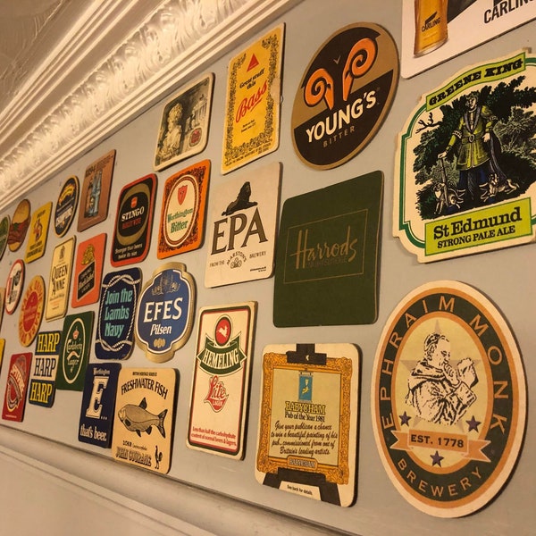 25 X Beer Mats - Man Cave Retro Pub Wall Art Games room Bar Drink Coaster Lads Pad