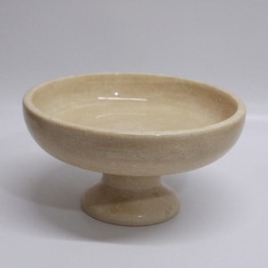 Travertine serving bowl- natural travertine, pedestal serving bowl, curved bowl, home gifts, handmade