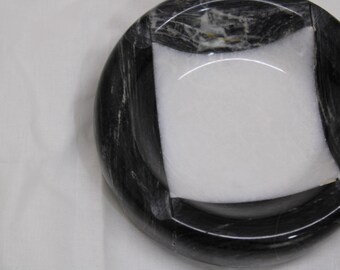 Black and white two color marble ashtray -special desig-home decoration