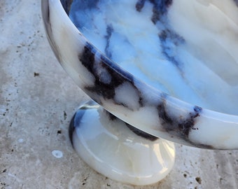 Calacatta Viola Marble Serving Bowl: Polished Pedestal Bowl