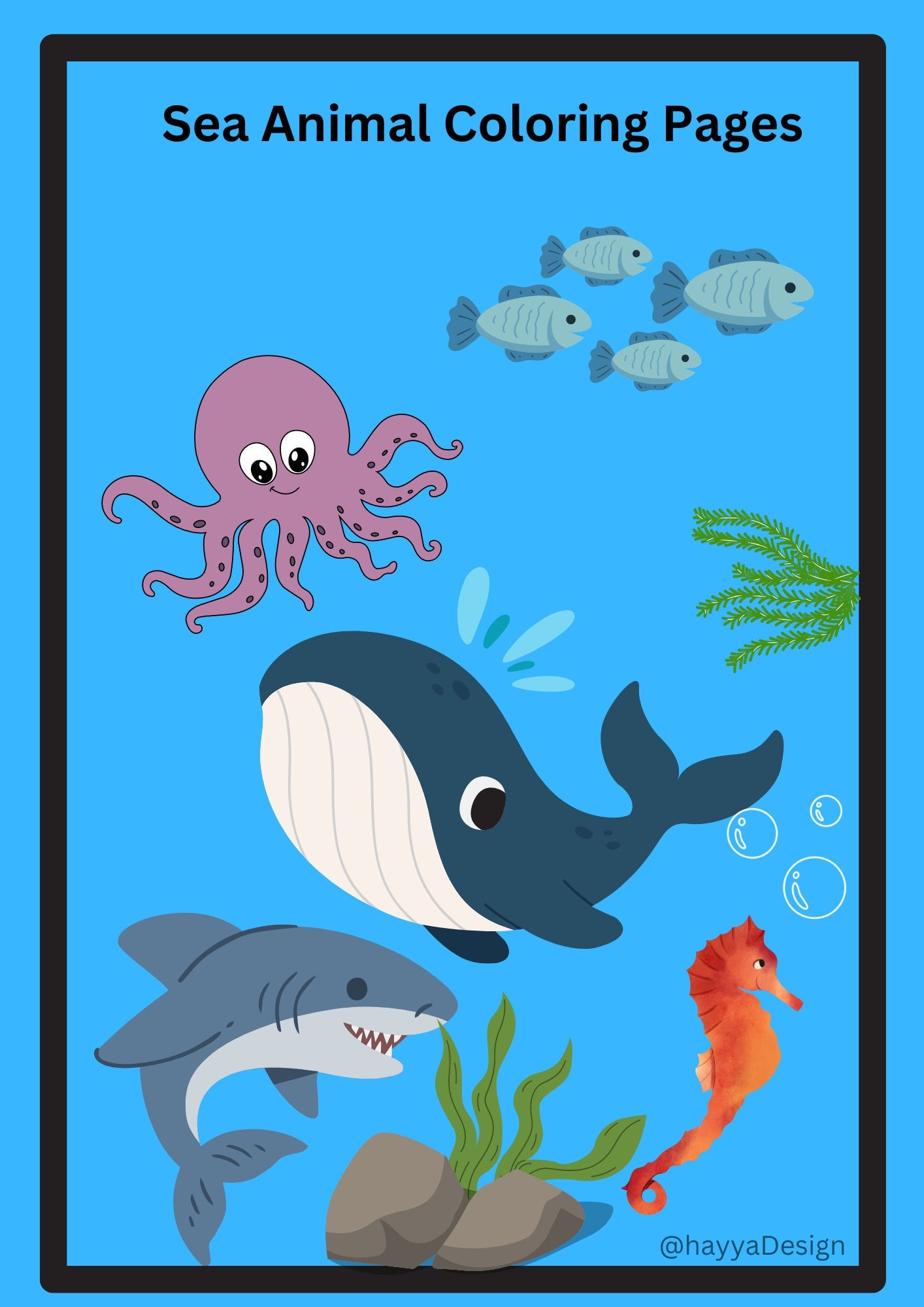 Sea Animal Coloring Pages Etsy