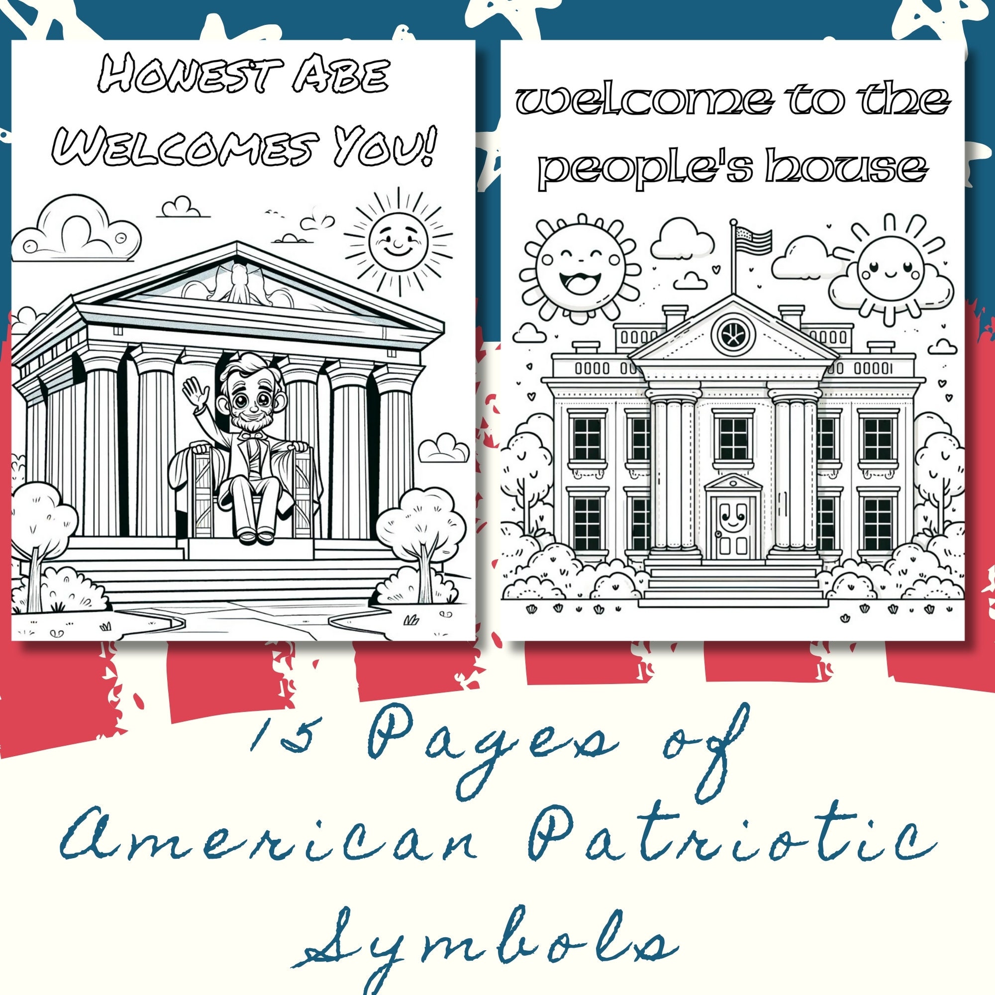 American Patriotic Coloring Book Adventure Featuring 15 Captivating ...