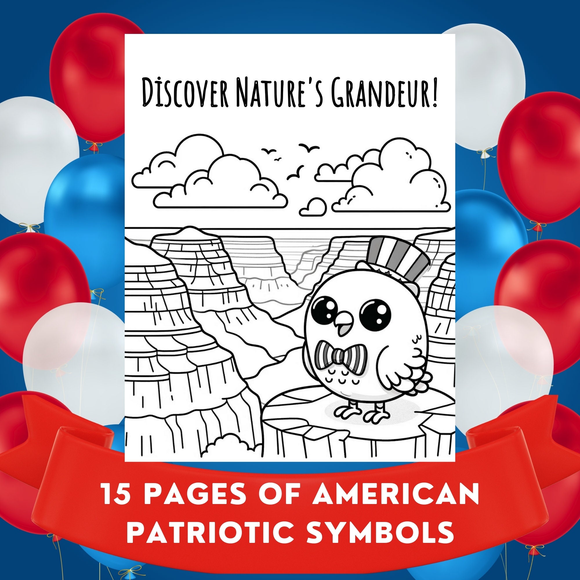 American Patriotic Coloring Book Adventure Featuring 15 Captivating ...