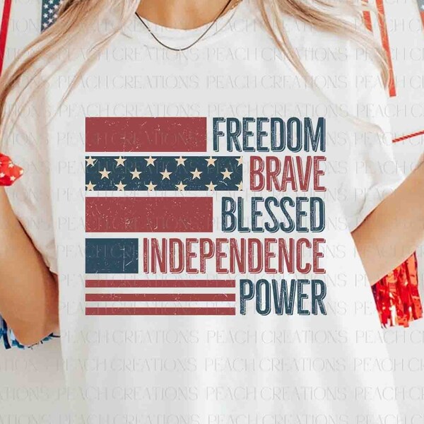 Freedom Blessed Brave PNG, Independence Day Png, 4th of July Png, Retro 4th Of July Png, USA Flag Png, America Png, Digital Download