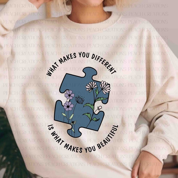 What Makes You Different Is What Makes You Beautiful PNG, Autism Awareness Teacher Png, Autism Mom Png, Autism Shirt Png, Autism Quote Png