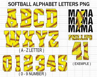 Softball Number Pngsoftball Letters PNG With Leopard and Ball - Etsy