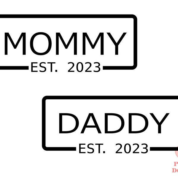 Daddy Mommy Est 2023 SVG Bundle, Promoted To Daddy SVG, Mommy To Be PNG, Family Shirt Svg, Baby Saying Svg Png Cricut File