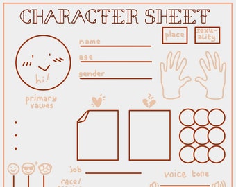 Simple OC Character Sheet Blank Template Printable