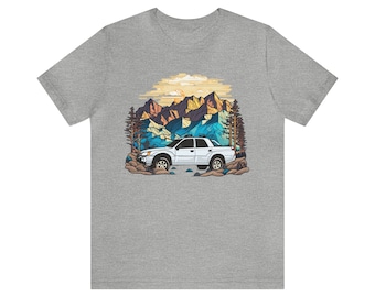 Silver Subaru Baja Fractal Mountains
