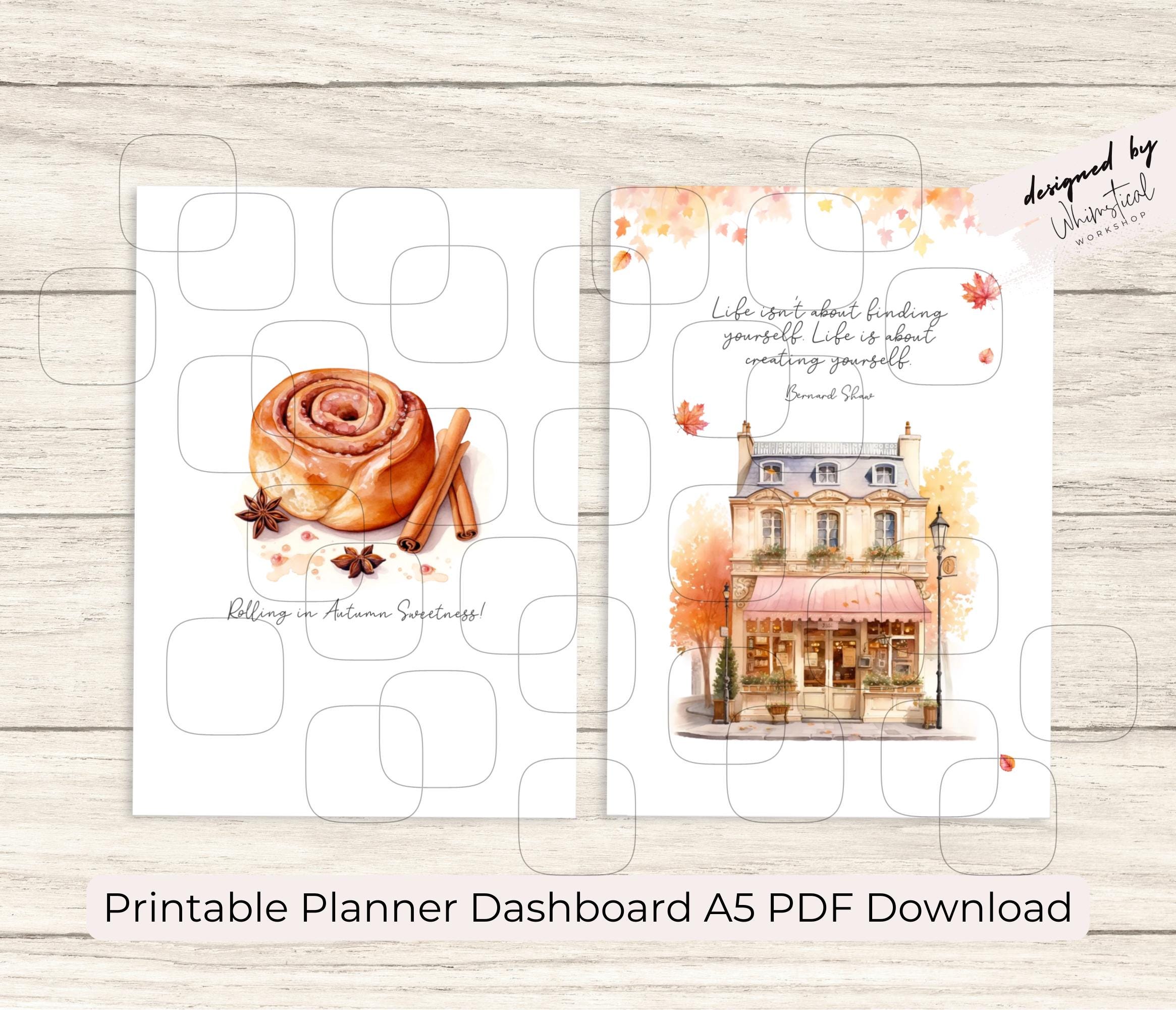 A5 Fall Planner Dashboard, Printable Planner Cover, Autumn Quotes ...
