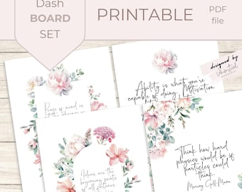 A5 Floral Planner Dashboard: Printable Motivation Quotes (PDF)