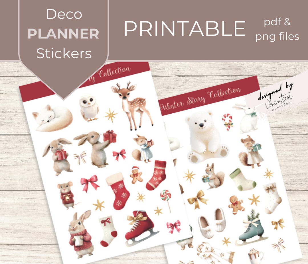 Winter Animals Planner Stickers: Cozy Holiday Decor (PDF & PNG) - Etsy