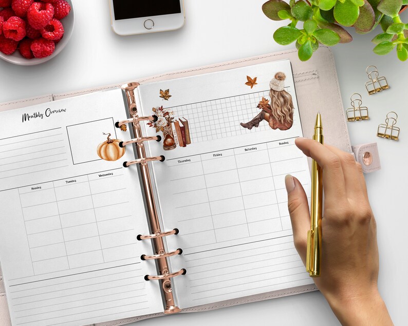 A5 Fall-themed Monthly Planner Printable Planner Insert Cozy Autumn ...