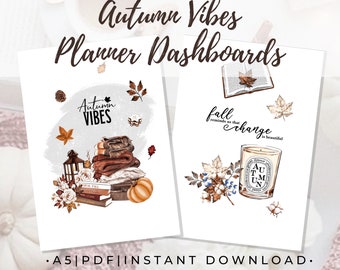 A5 Fall Planner Dashboard, Printable Planner Cover, Autumn Quotes ...