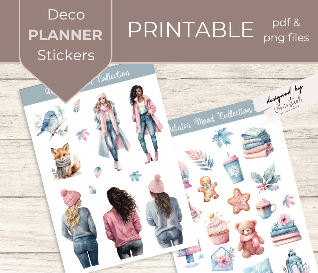 Cozy Winter Planner Stickers: Printable Collection (PNG, PDF) - Etsy
