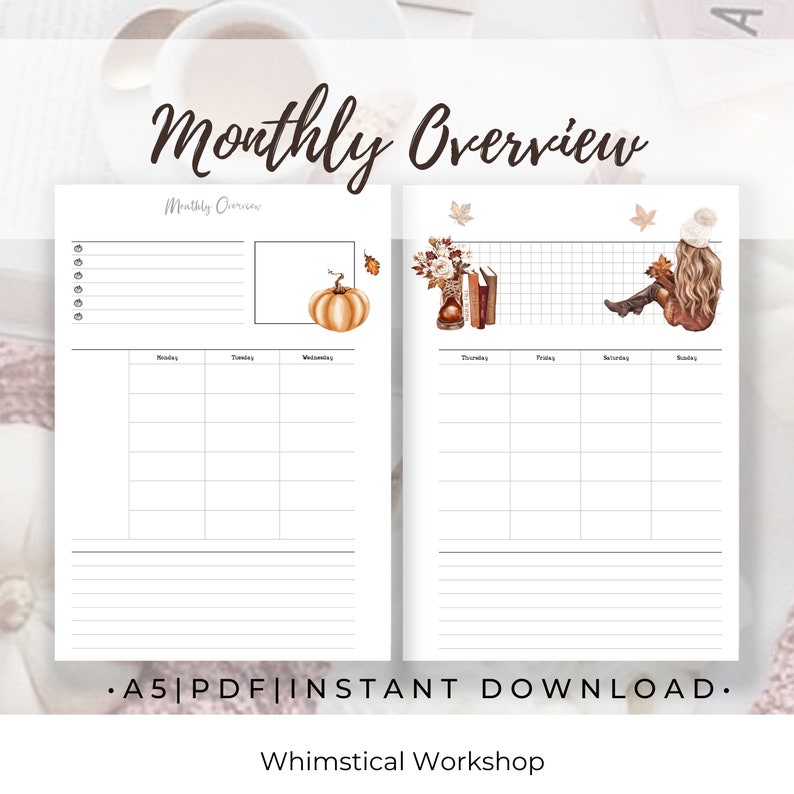 Fall Themed Monthly Planner Printables