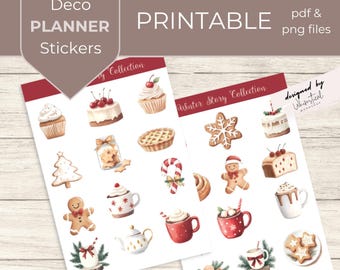 Adesivos Decorativos para Planejador de Festas – Coleção História de Inverno (PDF e PNG para impressão)