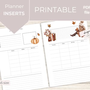 A5 Fall-Themed Monthly Planner – Pumpkin & Books Autumn Pages (Instant Download PDF)