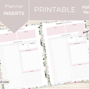 A5 Floral Goal Planner Insert, Printable Mental Health Tracker (PDF)