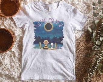 Kid/Adult Eclipse Shirt, 2024 Eclipse Kids Tee, Solar Eclipse Kids TShirt, Eclipse 2024 Kids Tee, Peanuts