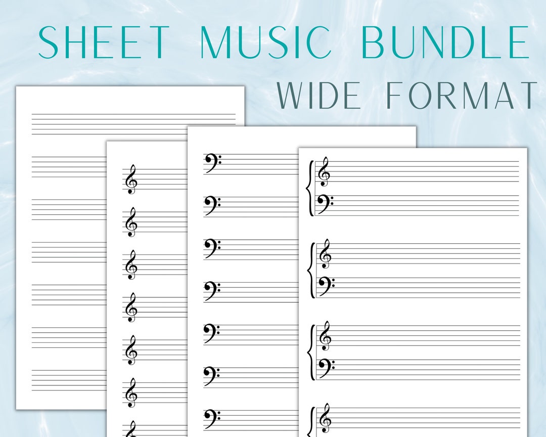 Wide Staff Printable Music Sheets BUNDLE DEAL Blank Staff Paper Kids ...