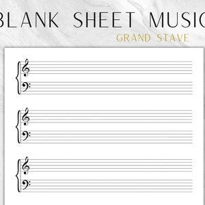 Printable Sheet Music Piano Blank Music Paper Grand Stave Music Sheets Blank Piano Music Manuscript Write Own Music Template Staff Paper