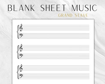 Printable Sheet Music Piano Blank Music Paper Grand Stave Music Sheets Blank Piano Music Manuscript Write Own Music Template Staff Paper