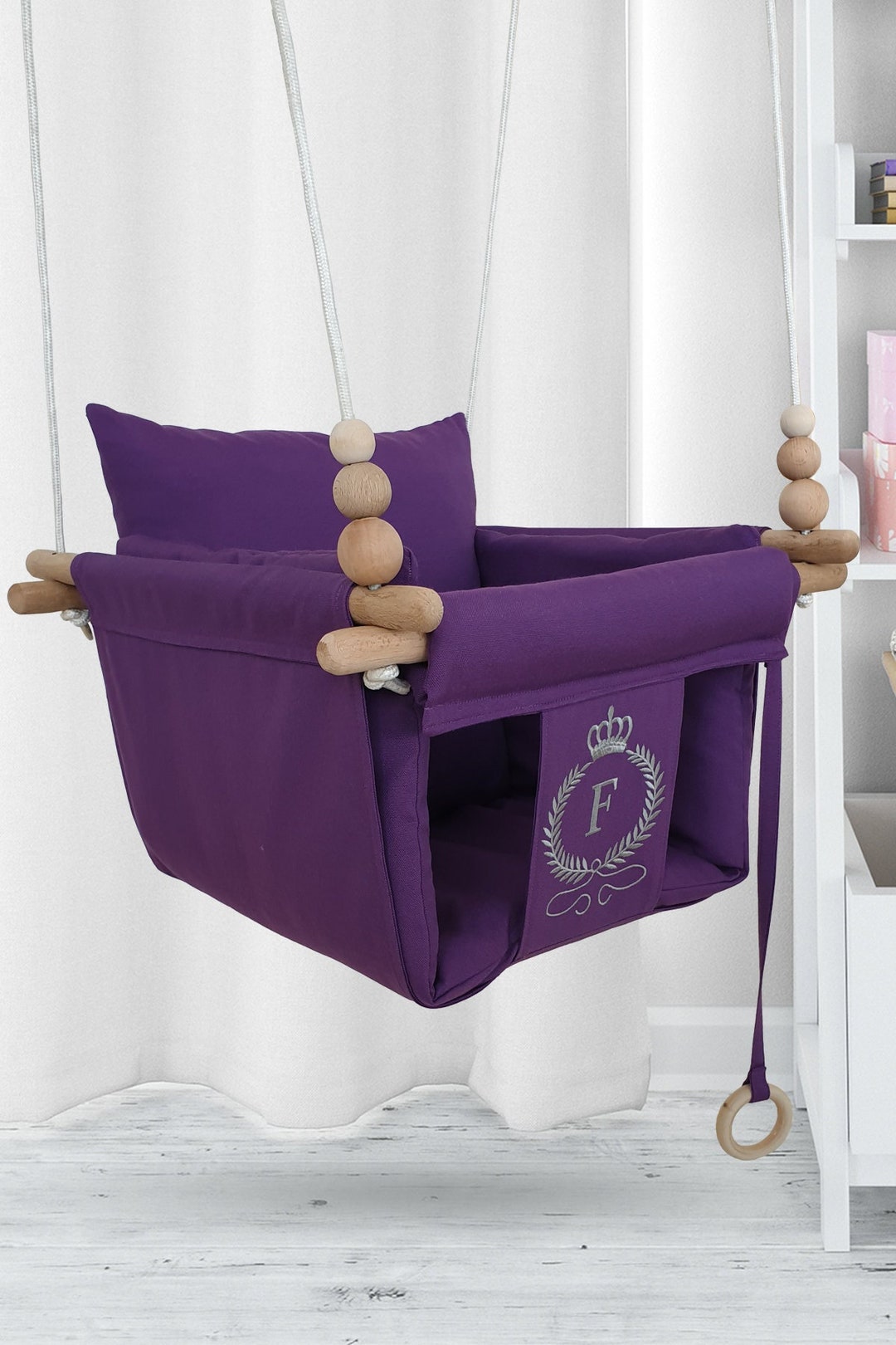 Letter Embroidered Baby Swing, Personalized Baby Gift, Custom