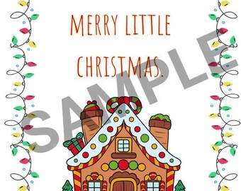 Gingerbread House Christmas Wall Art Prints, Festive Decor (Digital Download)