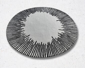 Alfombra redonda abstracta de lana, alfombra blanca con mechones, alfombra circular personalizada