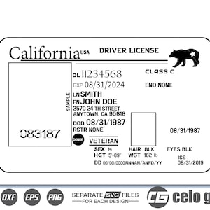 Drivers License SVG, Drivers License Vector, Cricut file, Clipart, Silhouette, Cuttable Design, Dxf, Png & Eps Designs.