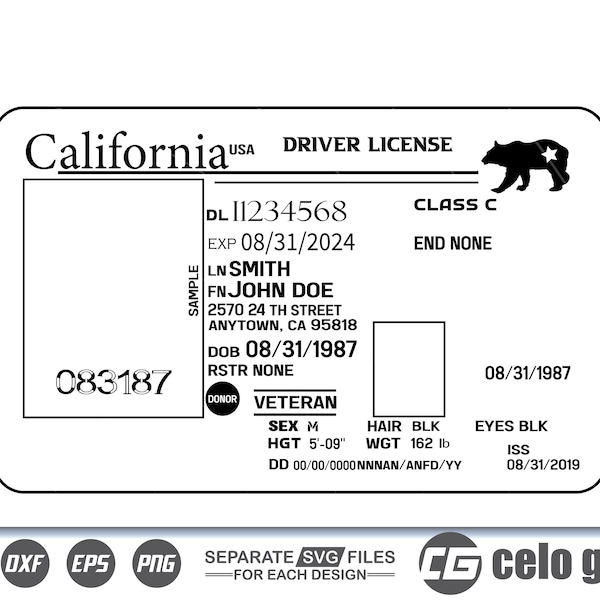 Drivers License SVG, Drivers License Vector, Cricut file, Clipart, Silhouette, Cuttable Design, Dxf, Png & Eps Designs.