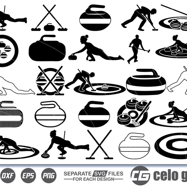 Curling SVG, Curling Vektor, Cricut Datei, Clipart, Silhouette, schneidbares Design, Dxf, Png & Eps Designs.