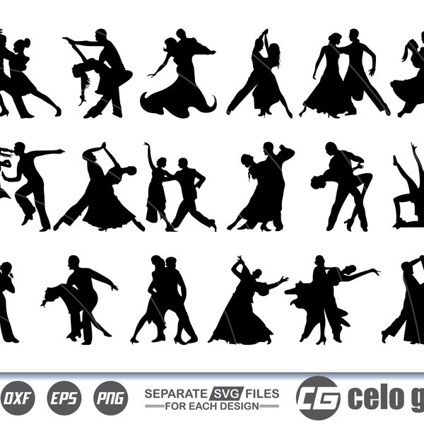 Ballroom Dance SVG, Ballroom Dance Vector, Cricut file, Clipart, Silhouette, Cuttable Design, Dxf, Png & Eps Designs.