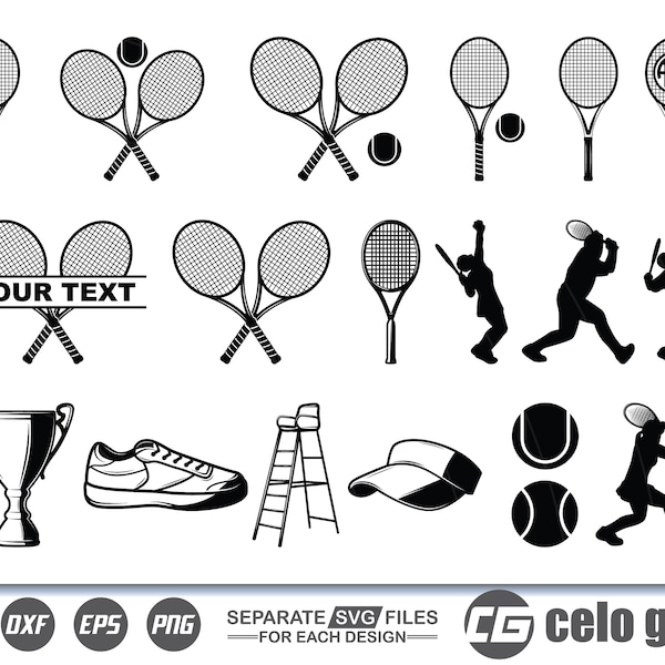 Tennis Racket SVG, Tennis Racket Vector, Cricut file, Clipart, Silhouette, Cuttable Design, Dxf, Png & Eps Designs.