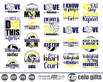 Volleyball Bundle SVG, Volleyball SVG, Vector, Silhouette, Cricut file, Clipart, Cuttable Design, Png, Dxf & Eps Designs.