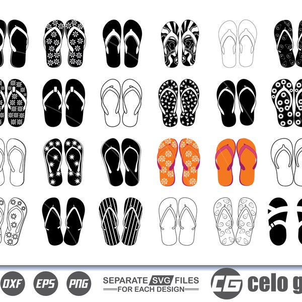 Beach Sandals SVG, Beach Sandals Vector, Cricut file, Clipart, Silhouette, Cuttable Design, Dxf, Png & Eps Designs.