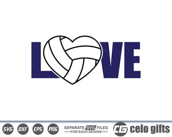 Volleyball Love SVG, Volleyball SVG, Vector, Silhouette, Cricut file, Clipart, Cuttable Design, Png, Dxf & Eps Designs.