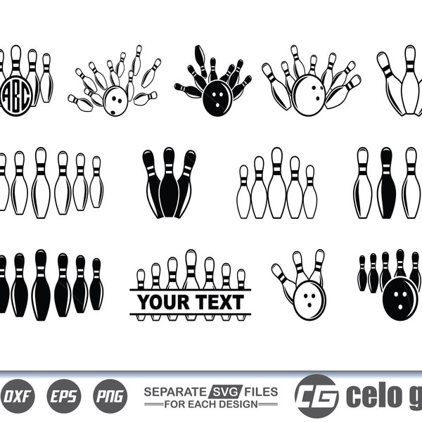 Bowling SVG, Bowling Vector, Cricut file, Clipart, Silhouette, Cuttable Design, Dxf, Png & Eps Designs.