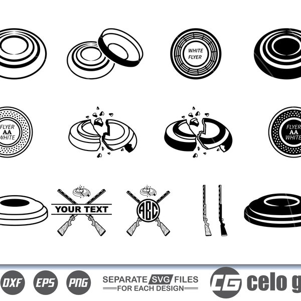 Clay Target SVG, Clay Target Vector, Cricut file, Clipart, Silhouette, Cuttable Design, Dxf, Png & Eps Designs.