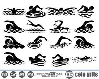 Swimming SVG, Swimmer SVG, Swim  SVG, Swimming Vector, Cricut file, Clipart, Silhouette, Cuttable Design, Dxf, Png & Eps Designs.