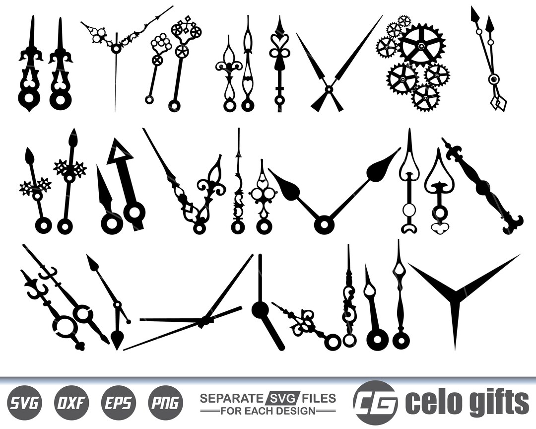 Clock Hands SVG, Clock Hands Vector, Cricut File, Clipart, Silhouette