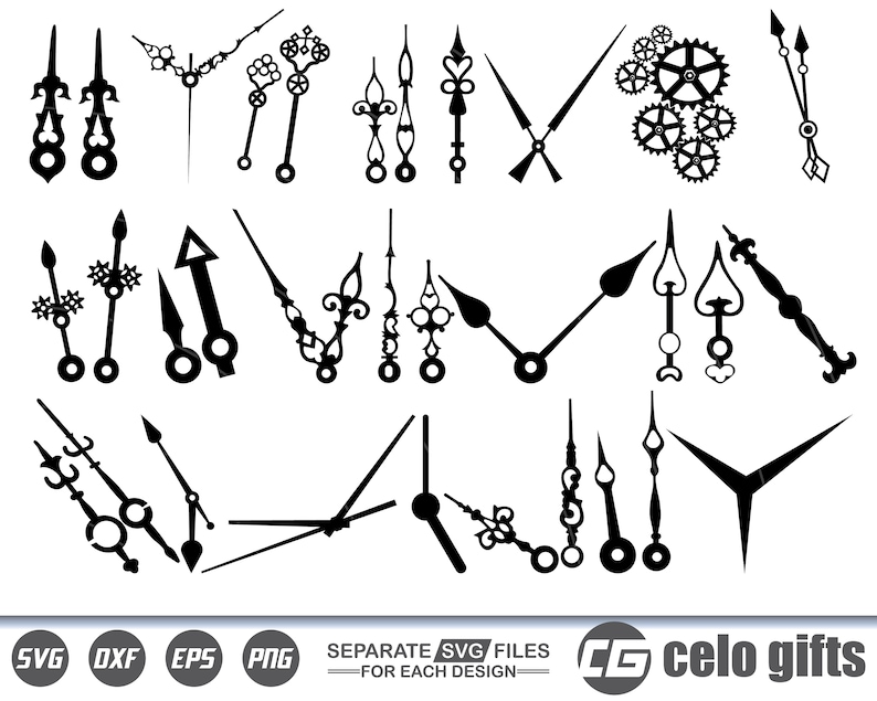 Clock Hands SVG, Clock Hands Vector, Cricut File, Clipart, Silhouette