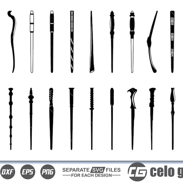 Wands SVG, Wands Vector, Cricut file, Clipart, Silhouette, Cuttable Design, Dxf, Png & Eps Designs.