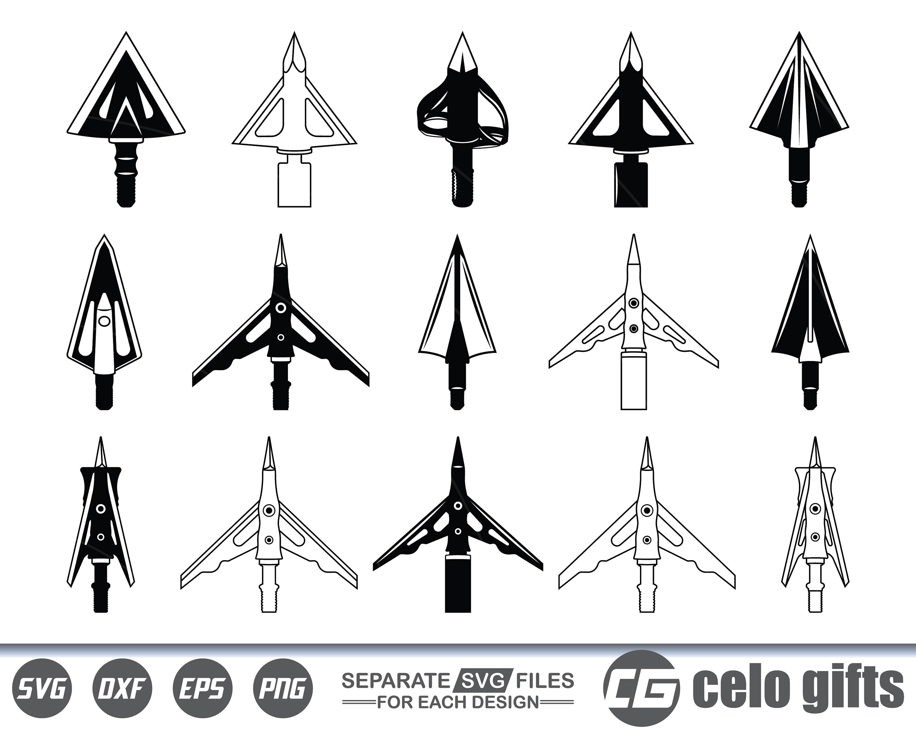 Broadhead Arrow SVG, Broadhead Arrow Vector, Cricut File, Clipart