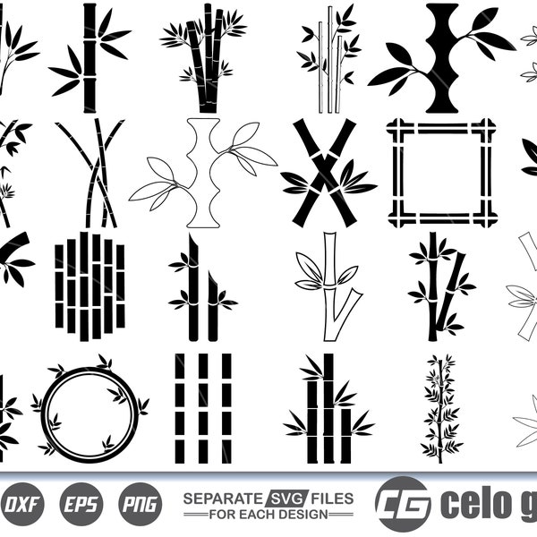 Bamboo SVG, Bamboo Vector, Cricut file, Clipart, Silhouette, Cuttable Design, Dxf, Png & Eps Designs.